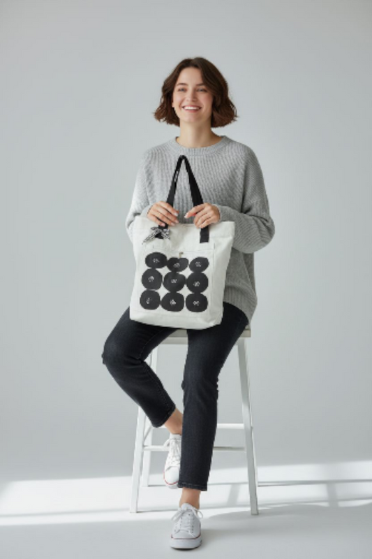 Minimalist Floral Grid Tote Bag |