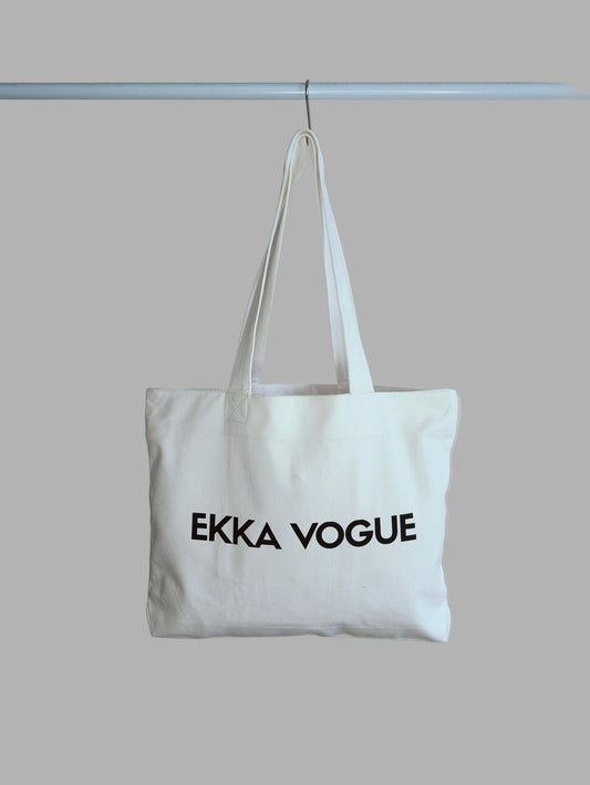 Beige Canvas Tote Bag